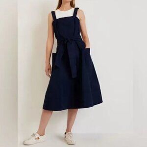 The Organic Cotton Herrinbone Dress - Navy